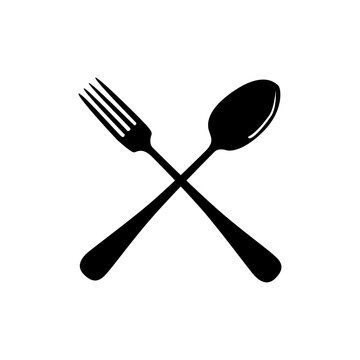 spoon and fork vector logo icon png transparant background