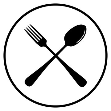 spoon and fork vector logo icon png transparant background