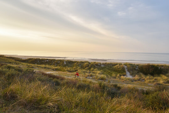 View From a Dam Onto Dutch Coast in Domburg, Zeeland, Netherlands
