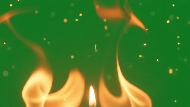 Realistic Fire Flames Close Up Green Screen VFX Overlay Chroma Key 4K Motion Background