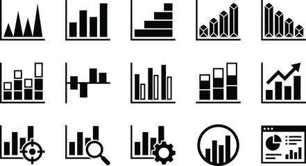 Fototapeta premium Business growth bar graph and analytics icon set
