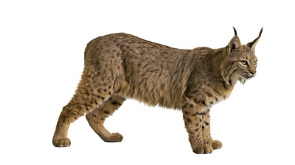 Full body profile of a wild Eurasian lynx with spotted fur and tufted ears © Alex