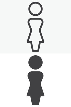 Woman person icon in line, outline and solid styles. Female user icon with simple human figure, editable stroke vector sign and symbol for profile and people themes.