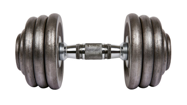 Heavy metal adjustable dumbbell with chrome handle and cast iron weight plates