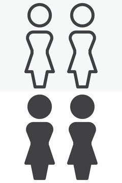 Female teamwork group icon in line, outline and solid styles. Two women icon with editable stroke vector sign and symbol for collaboration, partnership and community.