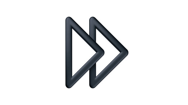 Dark grey double arrow fast forward symbol with rounded edges