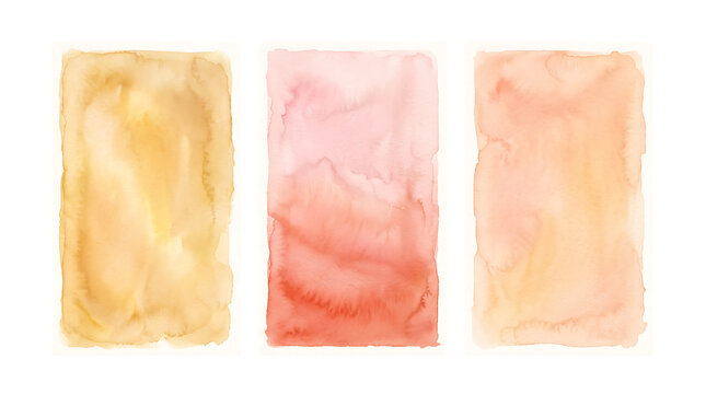 Three rectangular watercolor paint texture swatches