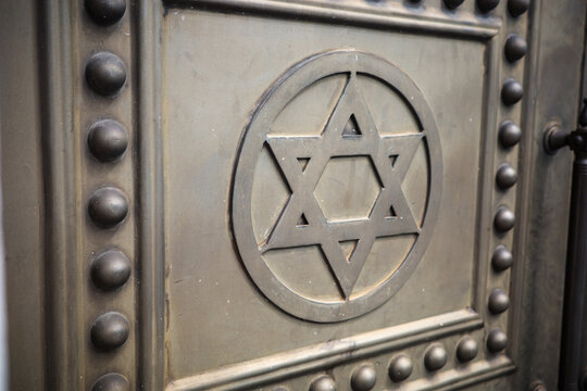 Jewish faith symbol Star of David on aged metal surface, Judaism, religious identity, sacred tradition, cultural heritage and spiritual symbolism.