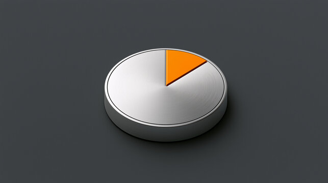 3d pie chart with orange slice on dark gray background