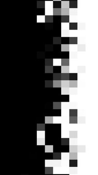 4K monochrome 8bit wipe pixel block transition animation on transparent background, for adding texture to video revealing.