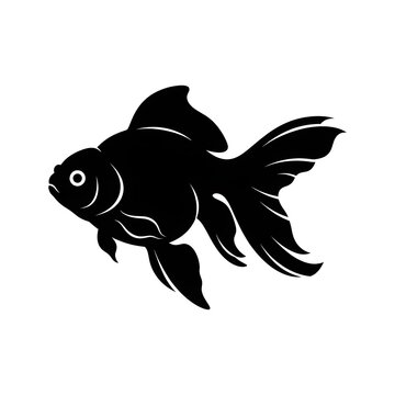 Elegant black silhouette of a swimming goldfish. Perfect for aquarium, pet shop, aquatic life, and marine nature design projects.