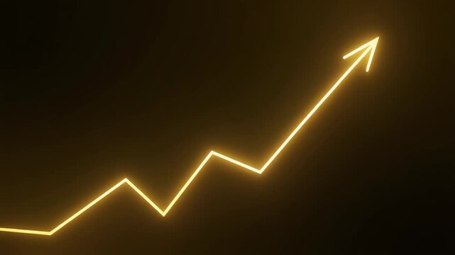Gold Growth Arrow Chart Rising Business Success Dark Background