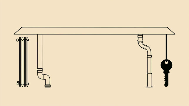 shelf with pipes and key hanging