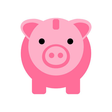 Piggy bank on white background, vector icon 