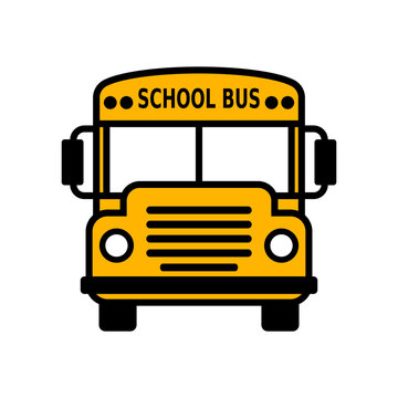 School bus vector icon on white background, isolated object