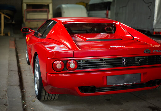 Arranged Street shot of an historic Ferrari 512M testarossa Car.