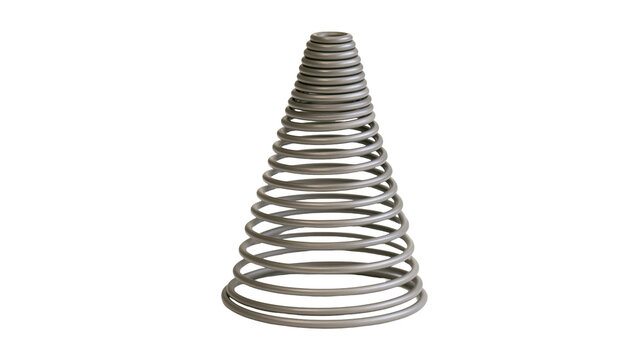 Conical metal compression spring with graduated coil diameter