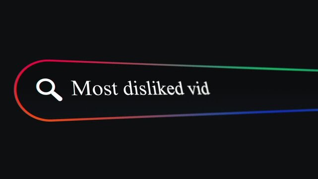 Search Bar - Most disliked videos extreme close up and black Background - 4K camera 3D