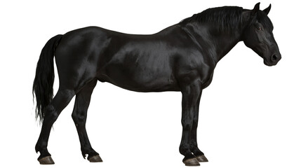 Majestic black stallion horse standing in profile view © Matthias