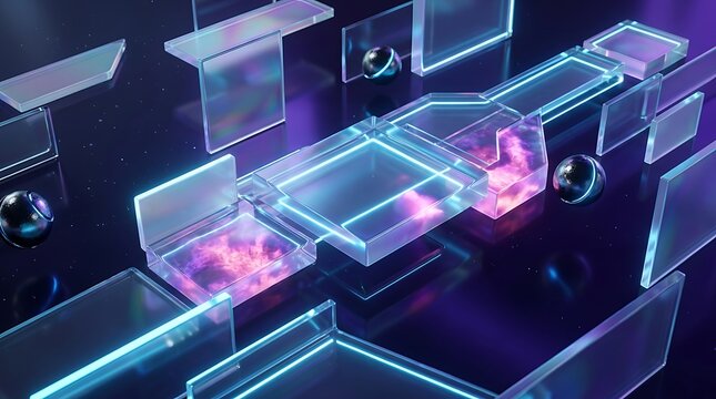 Glassmorphism Abstract Shapes, generative AI illustration
