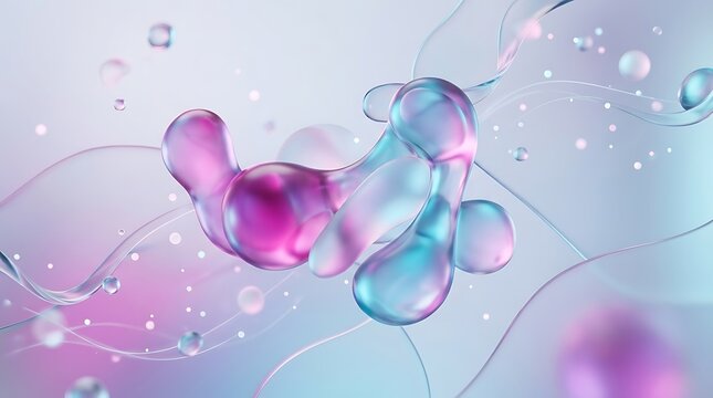 Translucent Morphing Blobs Magenta, generative AI illustration