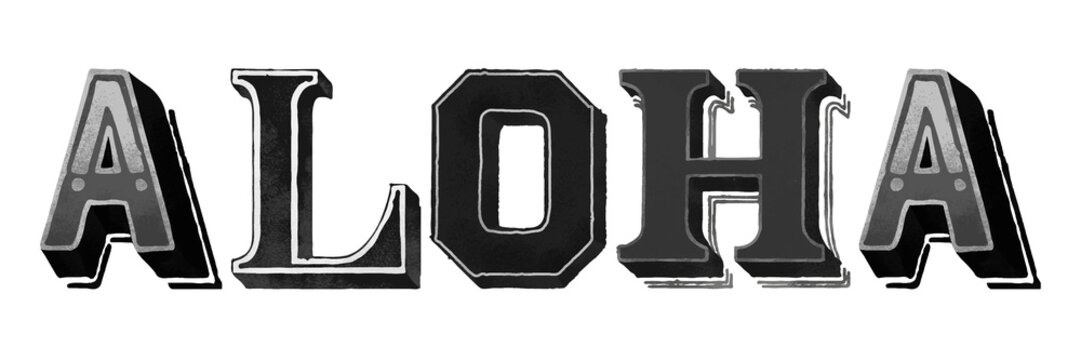 Aloha text 3d graphic png
