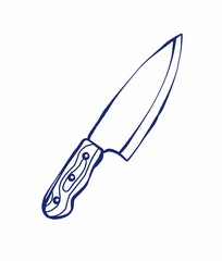 Obraz premium Chef Knife Kitchen Cooking Tool Line Art Hand Drawn Vector Illustration 