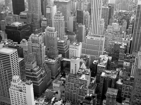 Aerial cityscape of Midtown skyscrapers, Manhattan, New York, New York City, USA