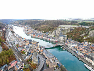 Fototapeta premium Dinant city along meuse river with citadel