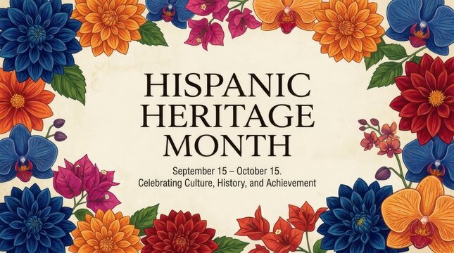 Hispanic Heritage Month colorful floral banner design