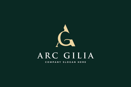 Elegant golden letter logo design template on dark green background featuring monogram typography for corporate branding and luxury identity concept