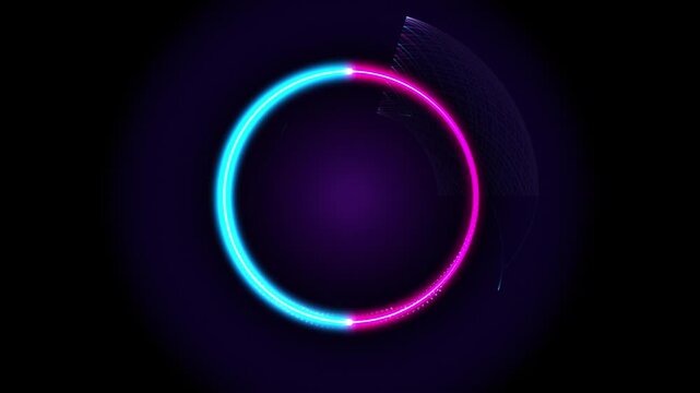 Vibrant purple glowing ring animation loop neon light