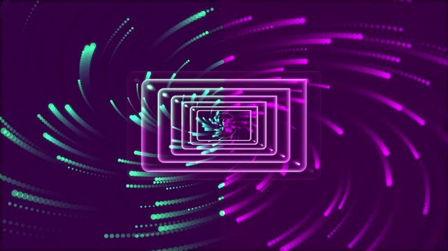 Vintage television with psychedelic purple and green light effects retro