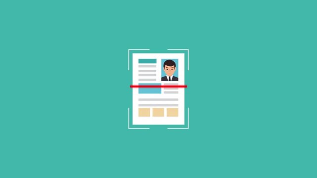 ID scan animation , CV scan animation, vector animation, 2d flat animation, KYC verification animation, identity validation.