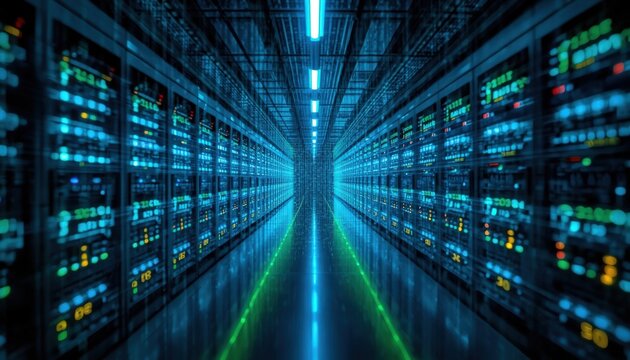 &ldquo;Server Room with Glowing Lights&rdquo;