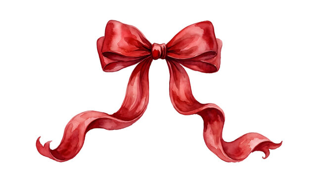 Beautiful red ribbon bow for festive holiday decoration