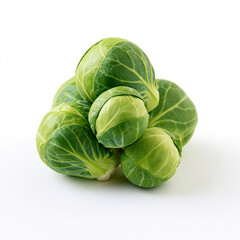Fototapeta premium Fresh green Brussels sprouts on white background