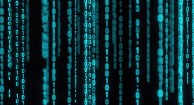 Blue Binary Code Matrix Background for Tech and Cyber Security Concept