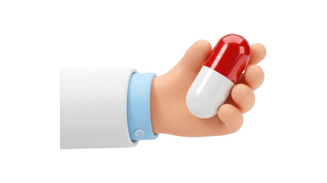 Medical professional hand displays red white capsule pill for pharmaceutical health support.