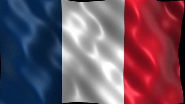 National flag of france waving in the wind with vertical stripes. 4K Video