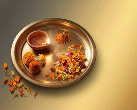 Ganesh Chaturthi Aarti Thali - Brass Puja Festival Banner