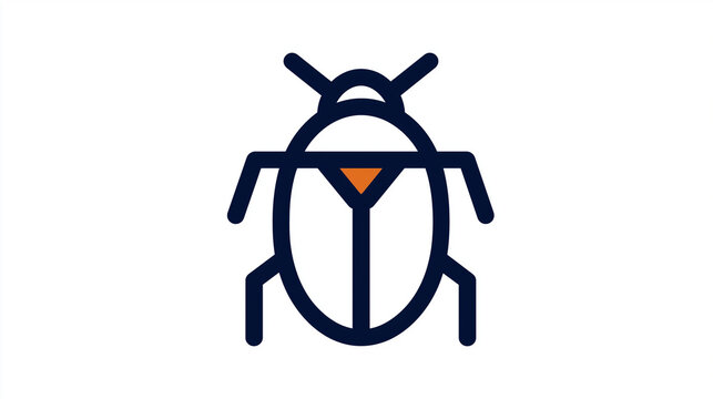 Stylized bug icon with orange triangle on chest