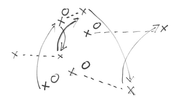 Hand draw strategy and tactics game plan for football, basketball, handball, sketch black marker, isolated on white background, clipping path, design elements
