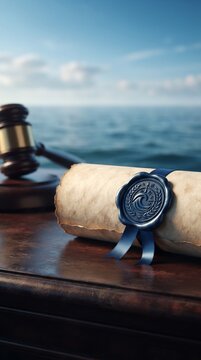 Sealed Ocean Rights Parchment with Maritime Legal Symbolism