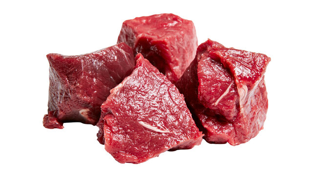Fresh raw beef meat cubes for stewing or grilling