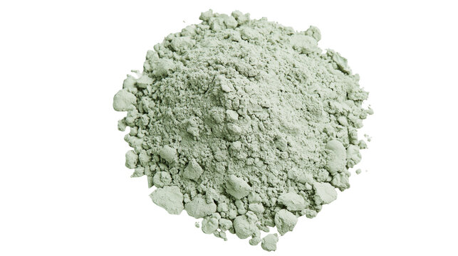 Fine light green clay powder heap for cosmetic and skincare use