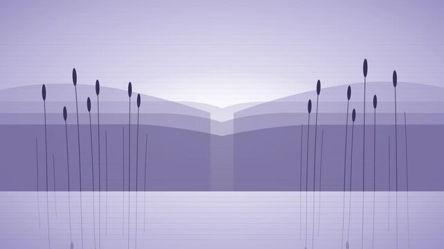 Serene Lake Cattails at Lavender Dawn with Water Ripples Seamless Loop 4K