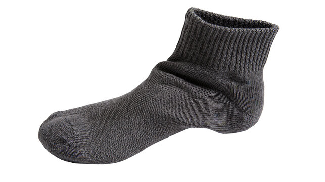 Dark grey cotton ankle sock with ribbed cuff
