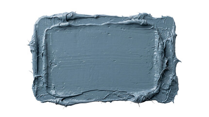Thick grey clay mask smear textured rectangular frame with deep ridges and glossy surface finish...