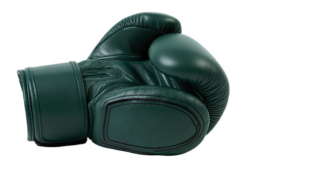 Dark green leather boxing glove with padded wrist support